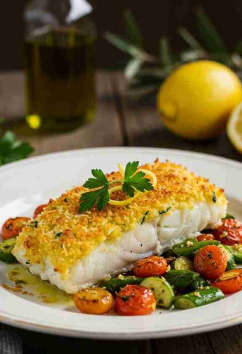 Bacalhau com Crosta de Parmesão e Limão