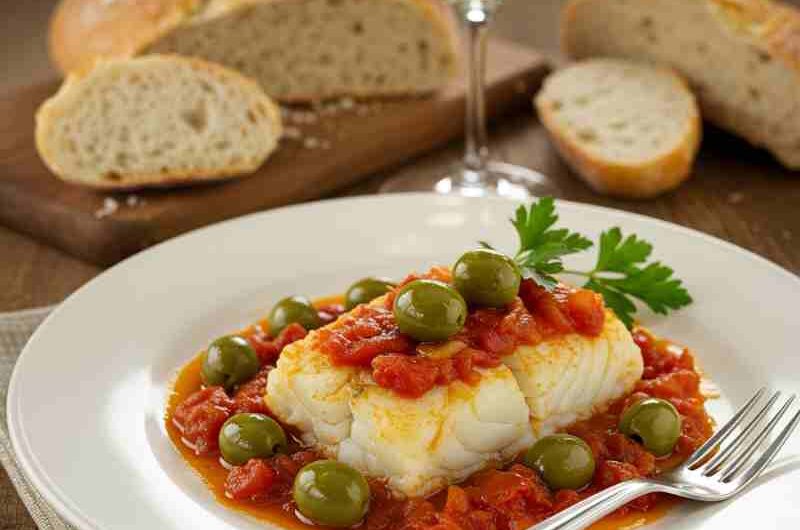 Bacalhau com Molho de Tomate e Azeitonas:  Receita Clássica